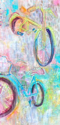 Marnie Joy Erickson Abstract Blue Yellow Bikes
