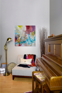 Marnie Joy Erickson Adventure Calls Abstract Bicycle Painting Piano Music Room