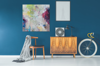 Marnie Joy Erickson Boundless Modern Abstract blue room bike with yellow handlebars
