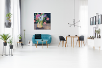 Marnie Joy Erickson It's Been A While Since I've Seen Dana Modern Floral Blue Loveseat