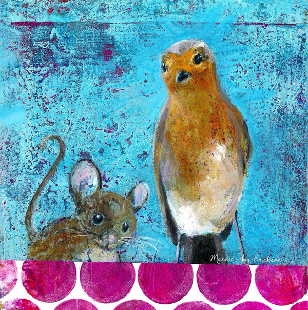 bird-mouse-polkadot-textured-painting