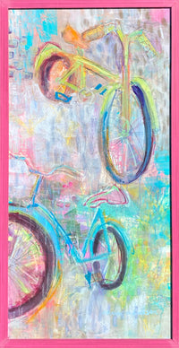 Colorful Bikes Painting Pink Frame