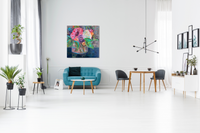 Marnie Joy Erickson Happy Is My Favourite Colour Modern Floral Blue Loveseat